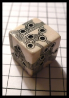 Dice : Dice - 6D - Q Workshop Cyber Ivory and Black - Q Prize Jan 2010